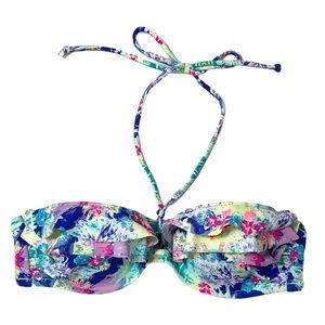 Victoria’s Secret Floral Ruffle Bandeau Bikini Top